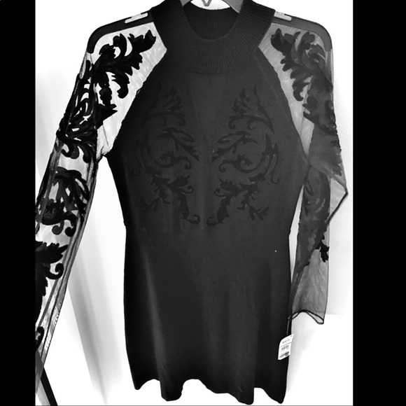 INC International Concepts Dresses & Skirts - 🖤 NWT Velvet Mesh BLACK GLAM A Line Sweater Dress
